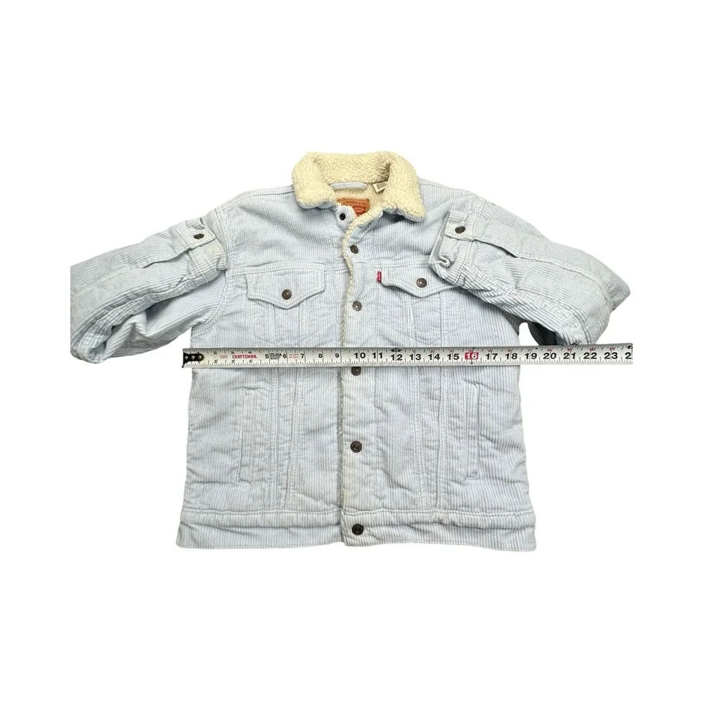 Levi's Jacket Mens S Light Blue Sherpa Lined Corduroy Trucker Jacket 36137-0047